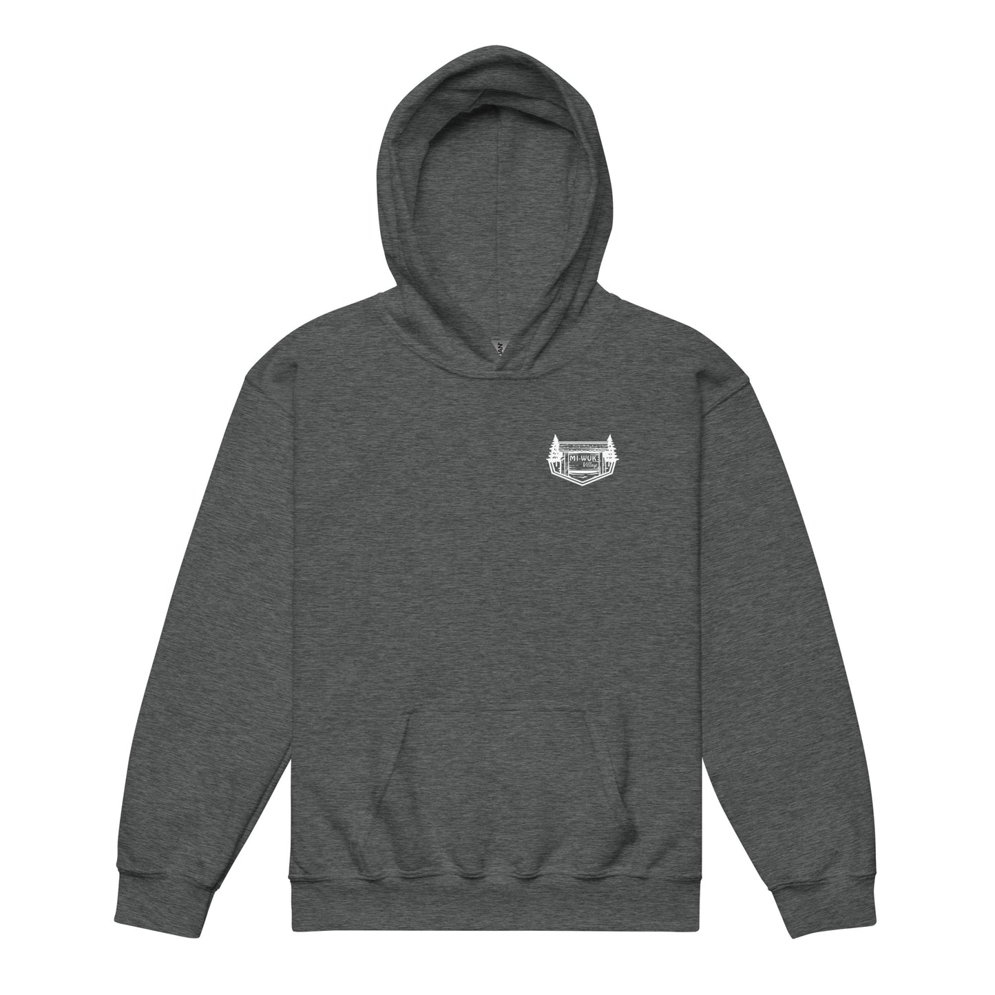 Mi Wuk Village Youth Hoodie • Front & Back Logo • Sierra Nevada Mountain Town Apparel