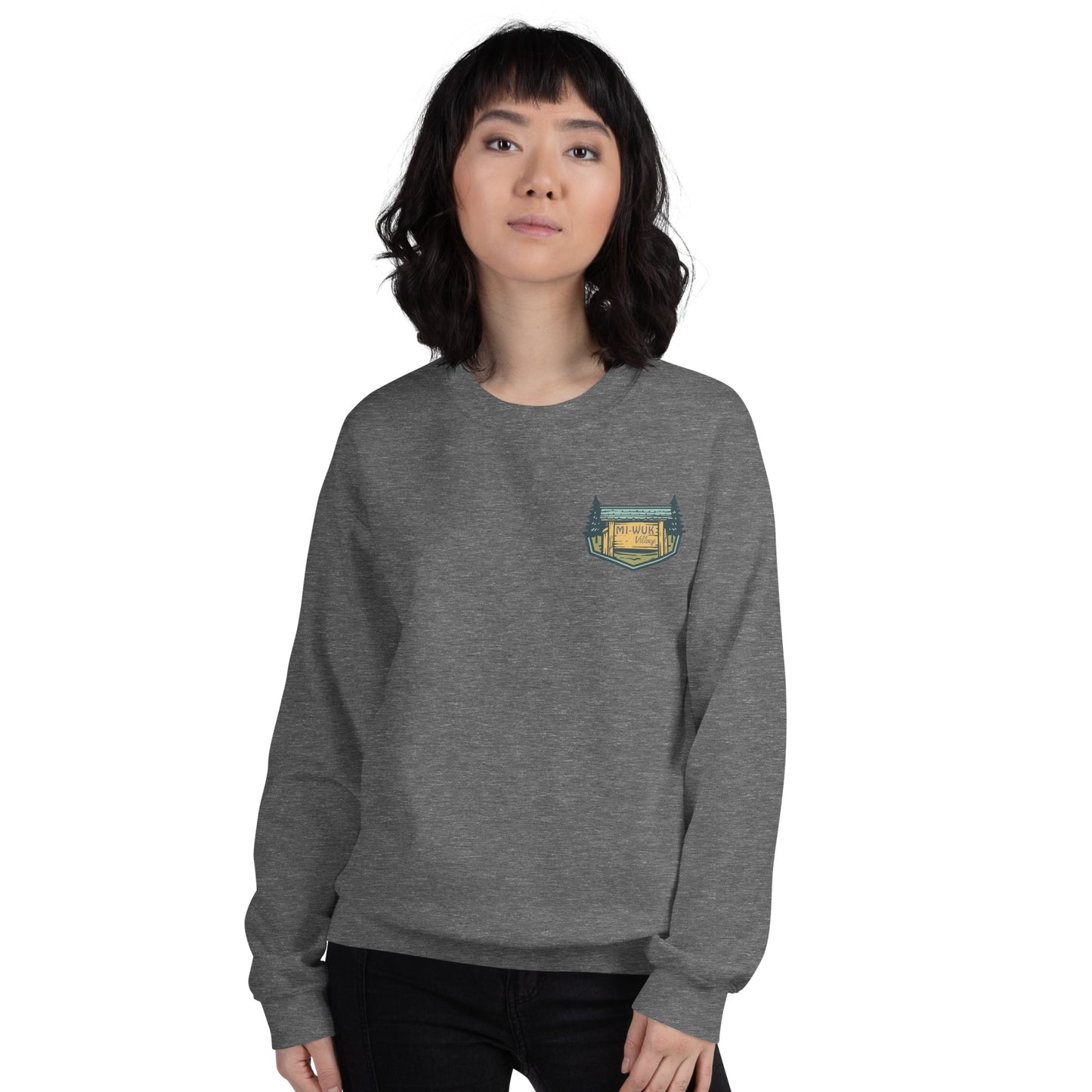 Mi Wuk Village Sweatshirt with Blue Logo, Sierra Nevada Crewneck, Upcountry California Apparel