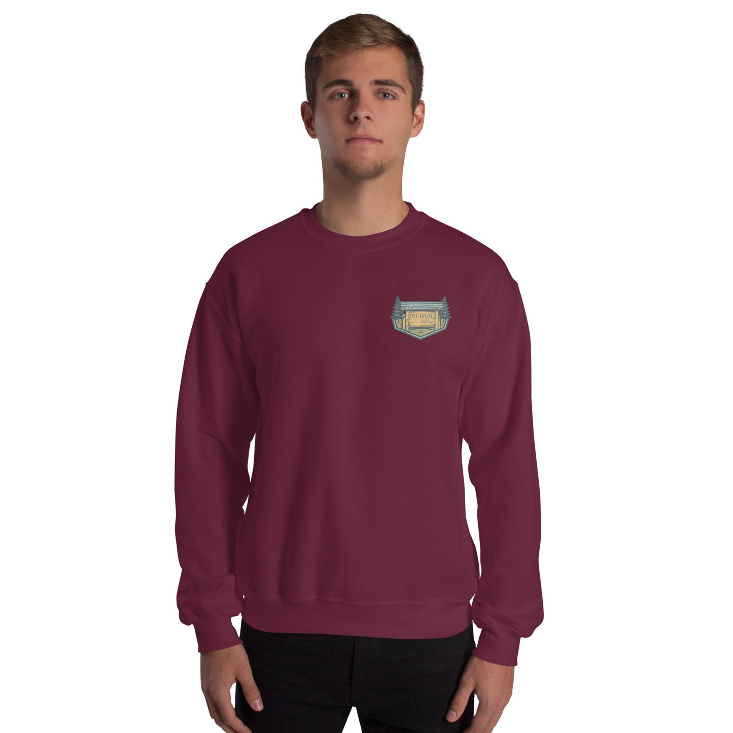Mi Wuk Village Sweatshirt with Blue Logo, Sierra Nevada Crewneck, Upcountry California Apparel