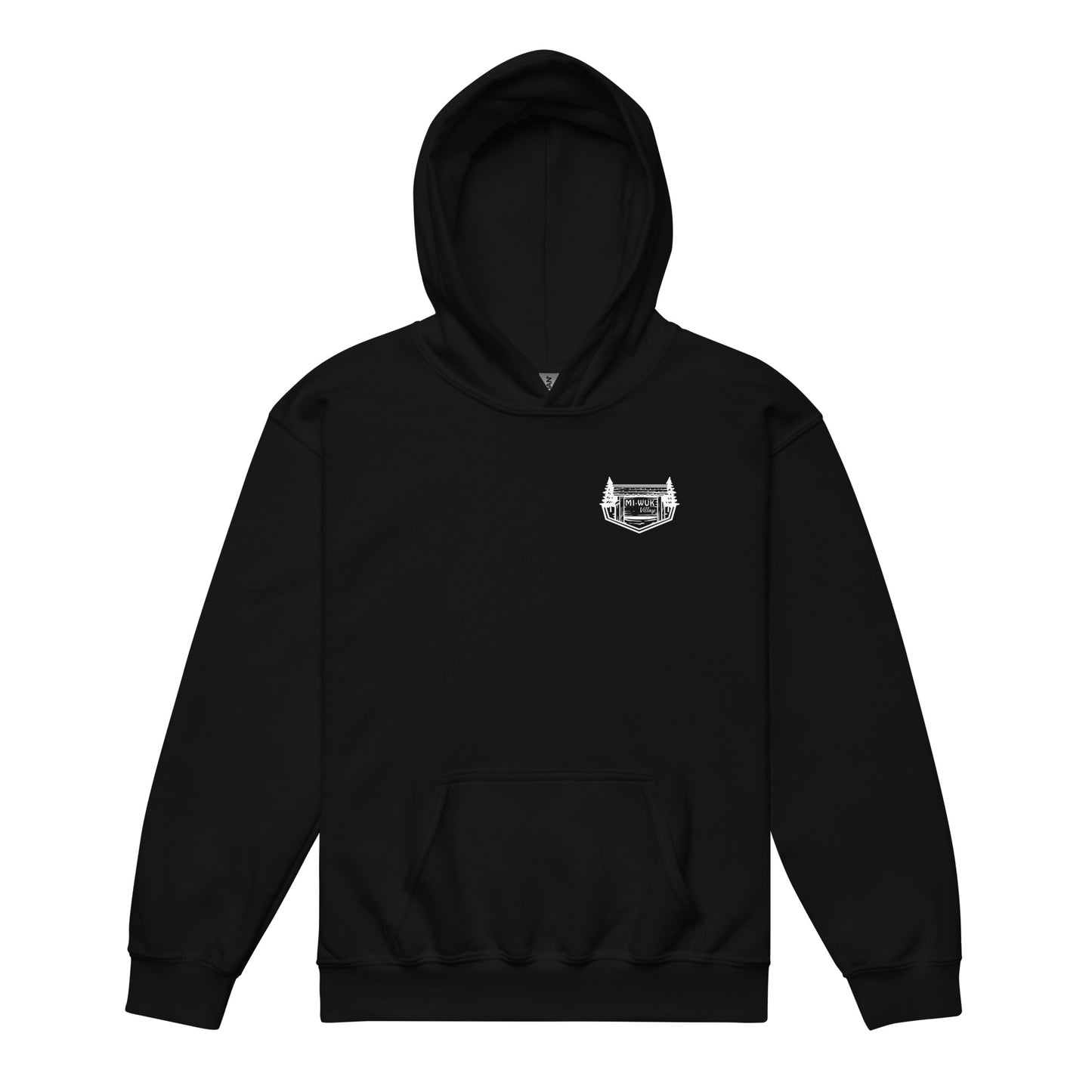 Mi Wuk Village Youth Hoodie • Front & Back Logo • Sierra Nevada Mountain Town Apparel