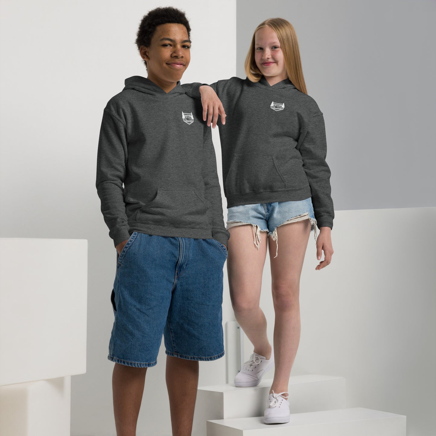 Mi Wuk Village Youth Hoodie • Front & Back Logo • Sierra Nevada Mountain Town Apparel